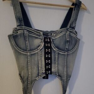 Fashion Nova Blue Denim Bustier